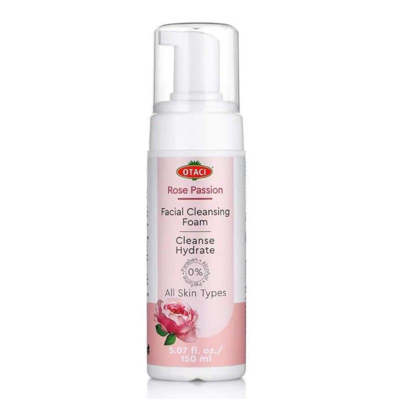 OTACI Rose Passion Facial Cleansing Foam â€“ 100% Natural Damascus Rose & Aloe Vera Vegan Face Wash for Gentle Deep Clean, Hydration, Calm Skin & Makeup Removal (150â€¯ml) - Image 1